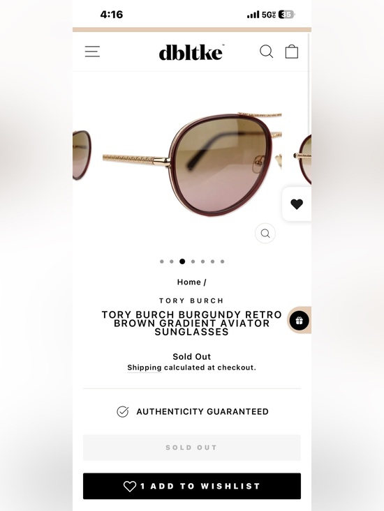 TORY BURCH RETRO AVIATOR SUNGLASSES 
BROWN/BURGUNDY GRADIENT LENS Large frame main image 5